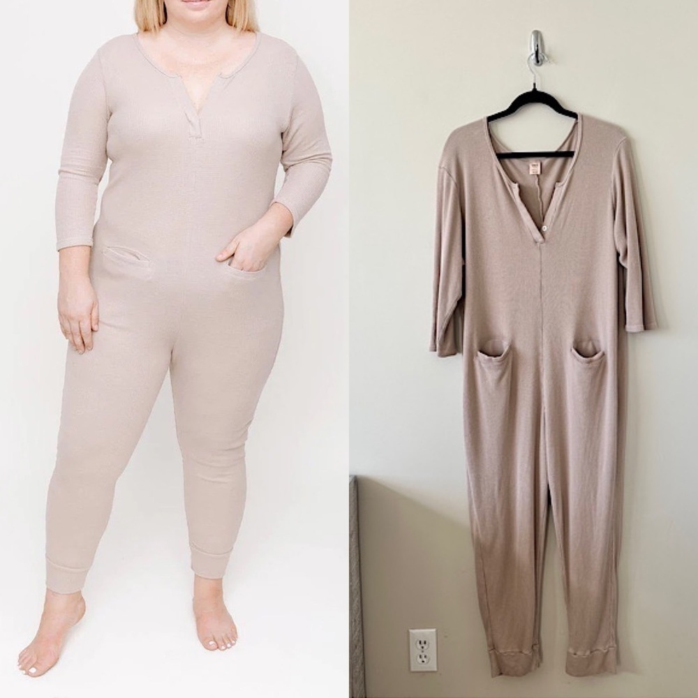 Smash & Tess-Coffee Time Waffle Romper In Forever Fawn (Size:XXL)